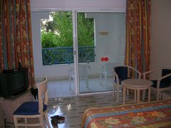 Номер очень приличный, с кондиционером и спутниковым ТВ, которое мы не